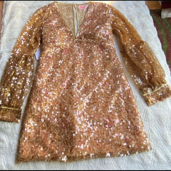 Free People Stars Align Gold Sequin Mini Dress - Picture 5 of 6